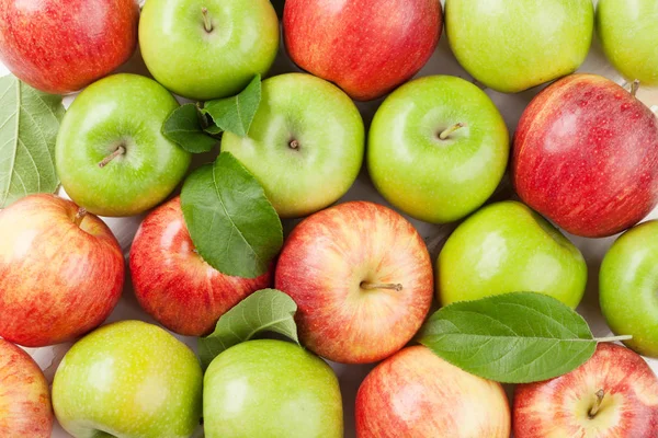 Ripe Green Red Apples Close Top View — Stock Photo, Image
