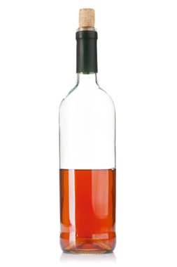 beyaz şarap şişesi. Beyaz arka plan üzerinde izole