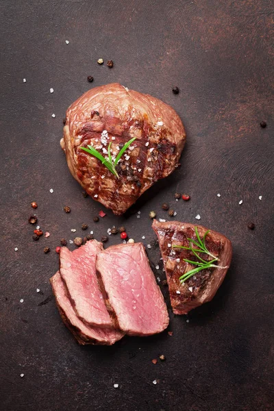 Grilovaný Steak Steaky Pohled Shora — Stock fotografie