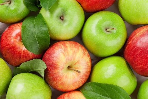 Ripe Green Red Apples Closeup Top View — Stock Photo, Image