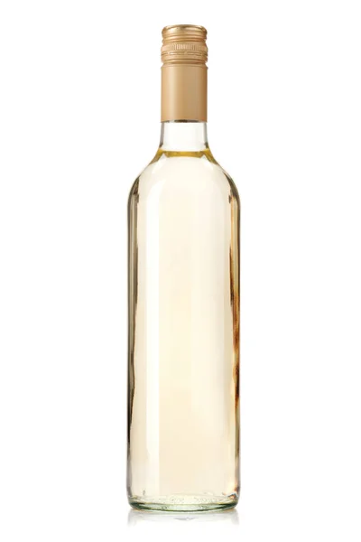 Witte Wijn Fles Geïsoleerd Witte Achtergrond — Stockfoto