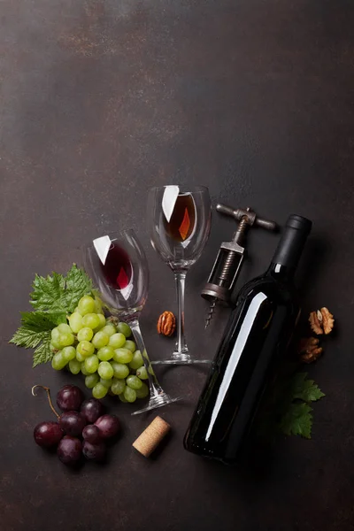 Вино Виноград Вид Зверху Пробілом Вашого Тексту — стокове фото