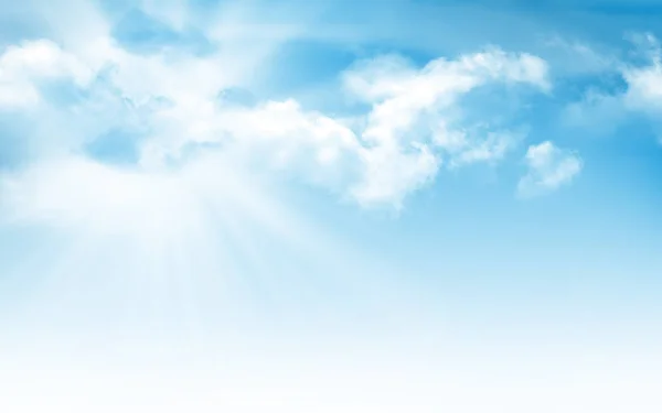 Zonnige Zomer Blauwe Hemel Met Zon Wolken — Stockfoto