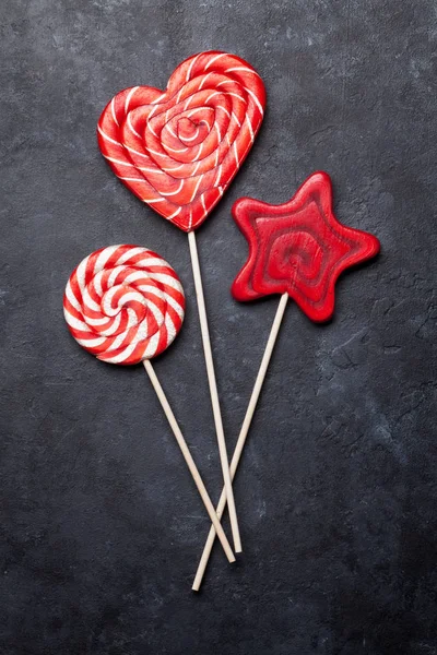 Colorful Sweets Lollipops Top View — Stock Photo, Image