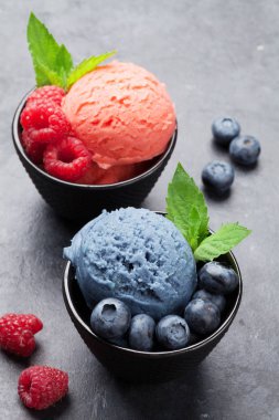 Ahududu ve yaban mersini ile dondurma