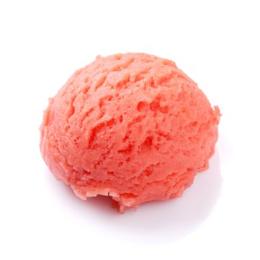 Ahududu Ice cream kepçe. Beyaz arka plan üzerinde izole