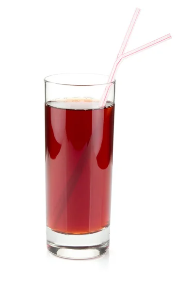 Pomegranate Juice Glass Two Drinking Straws Isolated White Background — Stock Photo, Image