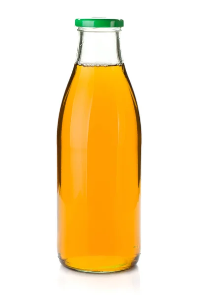 Sok Jabłkowy Szklanej Butelce Izolacja Białym Tle — Zdjęcie stockowe