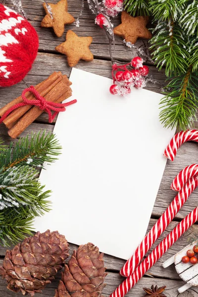 Weihnachtsgrußkarte Dekor Und Tannenbaum Ansicht Von Oben Mit Platz Für — Stockfoto