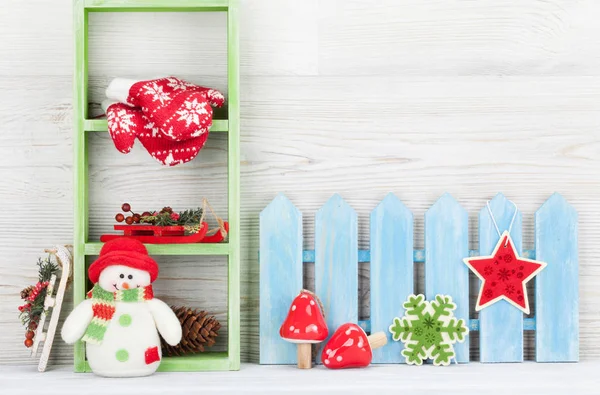 Christmas Snowman Toy Decor Xmas Backdrop Copy Space — Stock Photo, Image