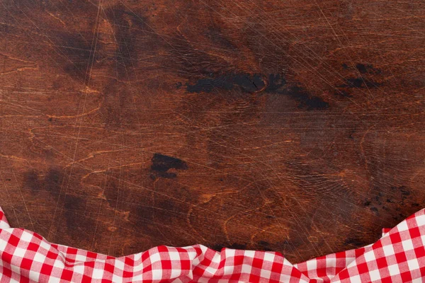 Cooking Wooden Table Red Plaid Kitchen Towel — Stock Photo, Image