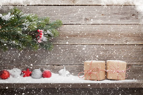 Confezioni Regalo Natale Decorazioni Rami Abete Natalizio Vista Con Spazio — Foto Stock