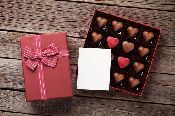 Ημέρα Του Αγίου Βαλεντίνου Ευχετήρια Κάρτα Καρδιά Σοκολάτας Πλαίσιο Από — Φωτογραφία Αρχείου