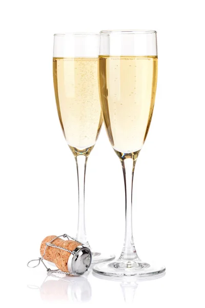 Champagne Glasses Isolated White Background — Stock Photo, Image