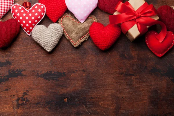 Valentijnsdag Wenskaart Met Handmaded Hart Speelgoed Doos Van Gift Van — Stockfoto