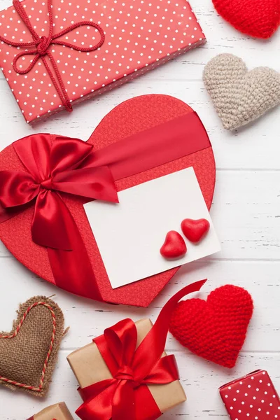 Biglietto Auguri San Valentino Con Giocattoli Fatti Mano Scatole Regalo — Foto Stock