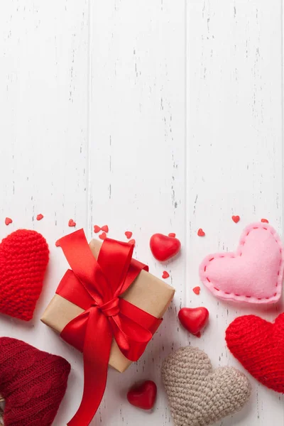 Biglietto Auguri San Valentino Con Giocattoli Fatti Mano Scatola Regalo — Foto Stock