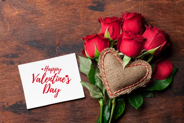 Tarjeta Felicitación Del Día San Valentín Con Ramo Flores Color — Foto de Stock