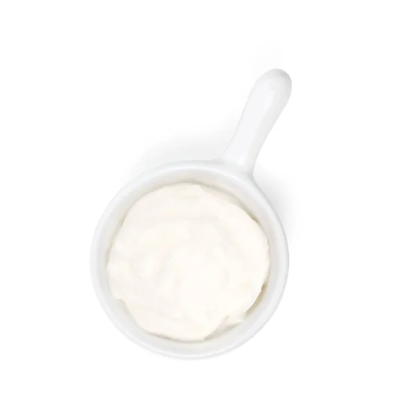 Σως Sour Cream Που Απομονώνονται Λευκό Φόντο — Φωτογραφία Αρχείου