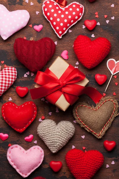 Biglietto Auguri San Valentino Con Giocattoli Cuore Fatti Mano Scatola — Foto Stock