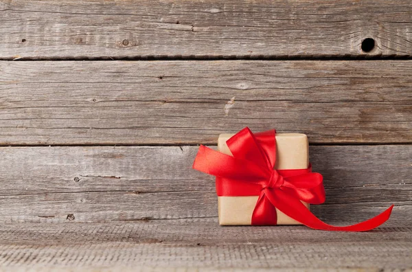 Valentijnsdag Christmas Wenskaart Met Doos Van Gift Voorkant Van Houten — Stockfoto