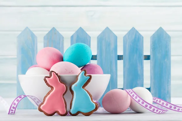 Easter Greeting Card Colorful Gingerbread Cookies — Stock Photo, Image