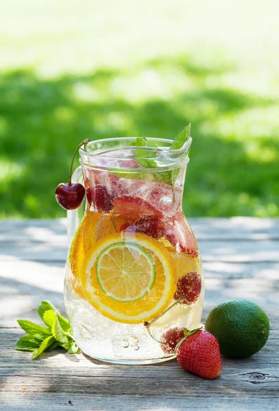 Homemade Lemonade Sangria Summer Fruits Berries Outdoor Space Your Text — Stock Photo, Image