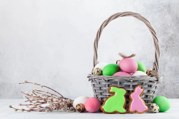 Cartão Páscoa Com Biscoitos Gengibre Coloridos — Fotografia de Stock