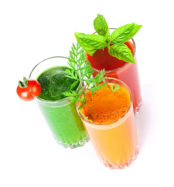 Smoothie mit frischem Gemüse. Tomaten, Gurken, Karotten — Stockfoto