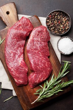 denver biftek tahta kesme yemek yemek. Üstten Görünüm