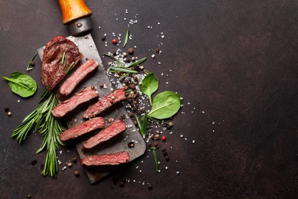 Denver Grilled Steak Meat Butcher Knife Top View — Stock Photo, Image