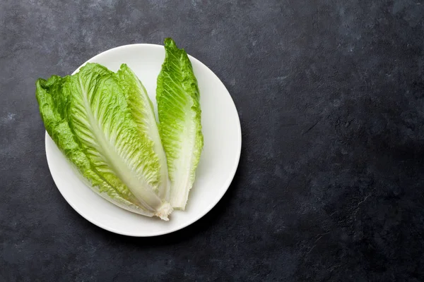 Salada Alface Romaine Sobre Mesa Pedra — Fotografia de Stock