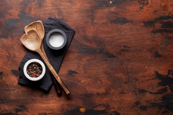 Houten Keukengerei Specerijen Houten Keukentafel — Stockfoto