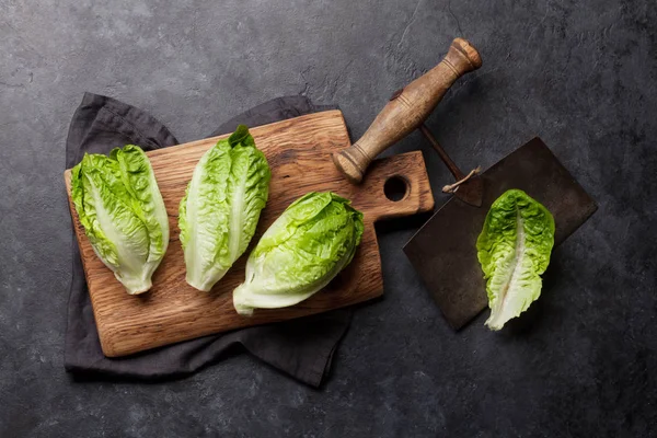 Mini Salada Alface Romaine Mesa Cozinha Pedra Vista Superior — Fotografia de Stock