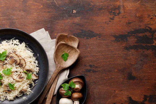 Delicious Mushrooms Risotto Dressed Parmesan Cheese Parsley — Stock Photo, Image