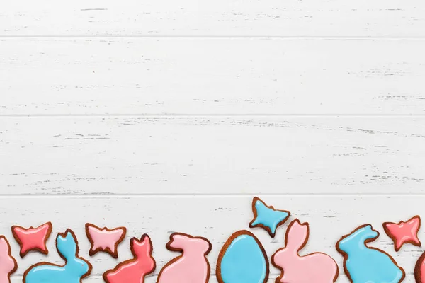 Húsvéti Üdvözlőlap Mézeskalács Cookie Kat — Stock Fotó