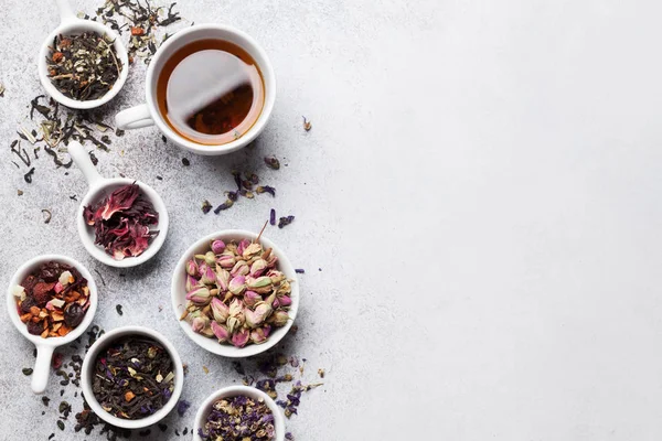 Különböző teafogyasztás. Fekete, zöld és vörös tea — Stock Fotó