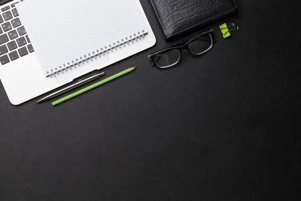 Office workplace with coffee, supplies and computer — Stock Photo, Image