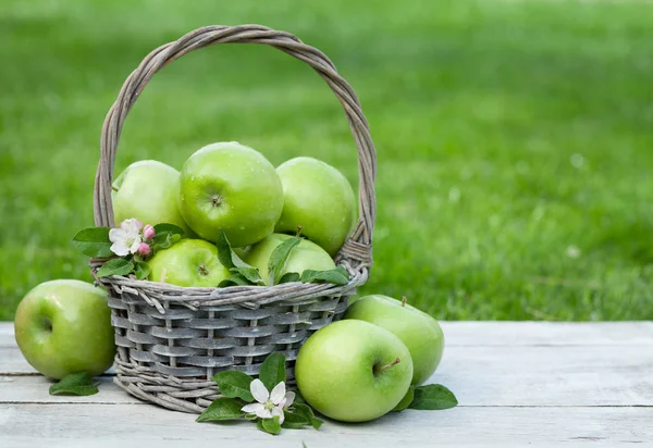 Φρέσκα μήλα κήπου στο καλάθι — Φωτογραφία Αρχείου