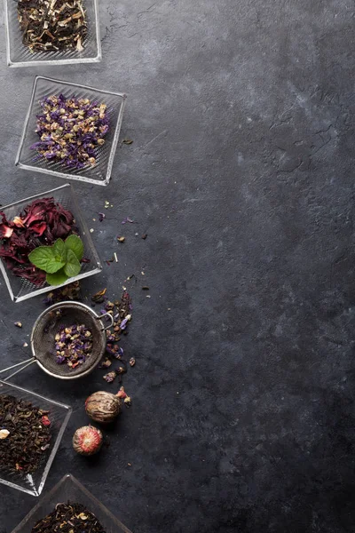 Conjunto de tés secos de hierbas y frutas — Foto de Stock