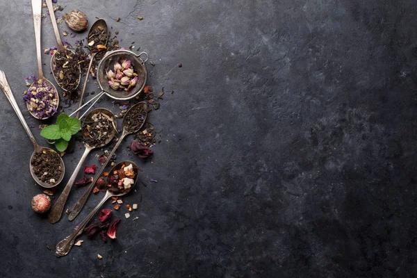 Conjunto de tés secos de hierbas y frutas — Foto de Stock