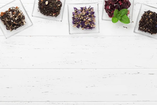 Set of herbal and fruit dry teas — Stock Photo, Image