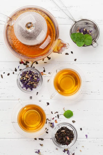 Různé bylinné a ovocné čaje — Stock fotografie