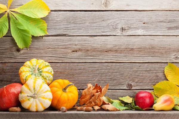 Herbststilleben mit Kürbissen und Früchten — Stockfoto