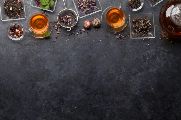 Conjunto de tés secos de hierbas y frutas — Foto de Stock