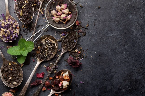 Mix of herbal and fruit dry teas — Stock Photo, Image