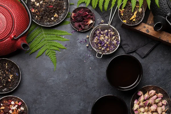 Zestaw herbat ziołowych i owocowych — Zdjęcie stockowe