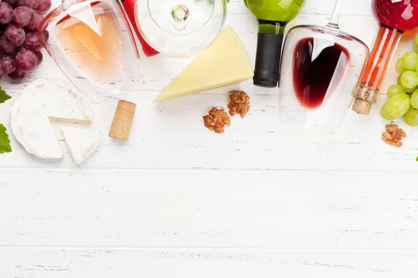 stock image Wine, grape and cheese