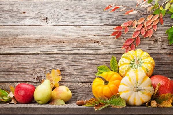 Outono ainda vida com abóboras e frutos — Fotografia de Stock