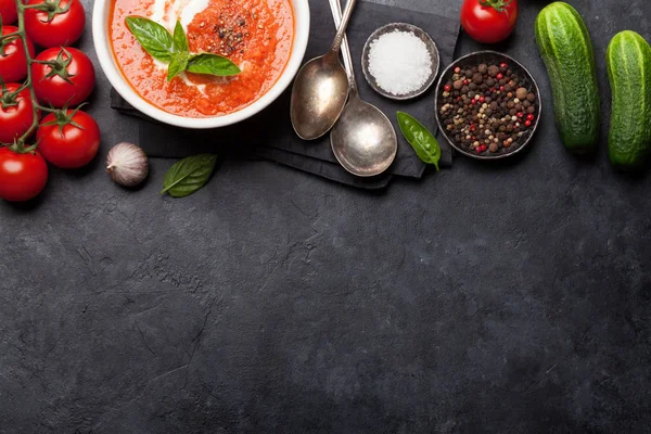 Koude gazpacho soep — Stockfoto